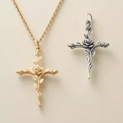 Rosebud Cross Pendant -Charmora Shop CM 2231 mw
