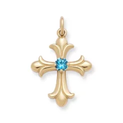 Fleuree Cross Pendant With Blue Topaz