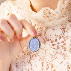 Sculpted Bluebonnet Layered Gemstone Pendant -Charmora Shop CM 5970 763615 IGC