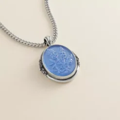 Sculpted Bluebonnet Layered Gemstone Pendant -Charmora Shop CM 5970 763615 altS