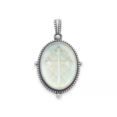 Sculpted Les Fleurs Cross Layered Gemstone Pendant 1 Sculpted Les Fleurs Cross Layered Gemstone Pendant