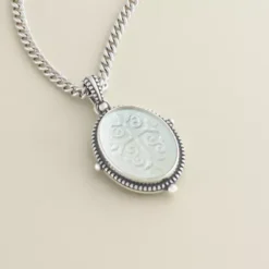 Sculpted Les Fleurs Cross Layered Gemstone Pendant 6 Sculpted Les Fleurs Cross Layered Gemstone Pendant -Charmora Shop CM 6024 252085 altS