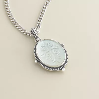 Sculpted Les Fleurs Cross Layered Gemstone Pendant 3 Sculpted Les Fleurs Cross Layered Gemstone Pendant - Image 3