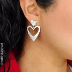 Hammered Double Heart Drop Earrings -Charmora Shop EP 1901 968929 IGC