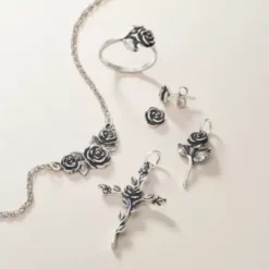 Rosebud Cross Pendant -Charmora Shop RoseBlossom col